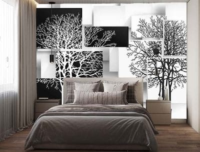 Фотошпалери Чорно - білі дерева
