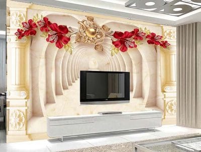 Фотошпалери Червоні лілії в тунелі