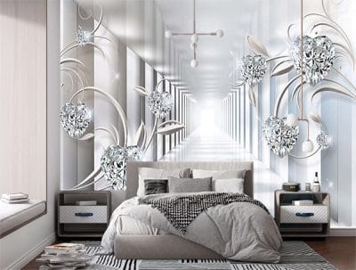 Фотошпалери Діамантові серця в білому тунелі