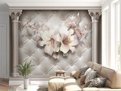 Фотошпалери Лілії на тлі каретної стяжки