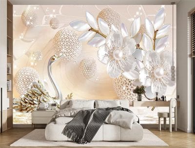 Фотошпалери Квіти з перлами