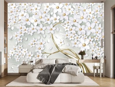 Фотошпалери Дерево з білими квітами