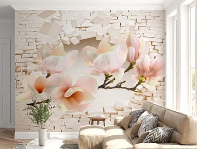 Фотошпалери Магнолія крізь стіну