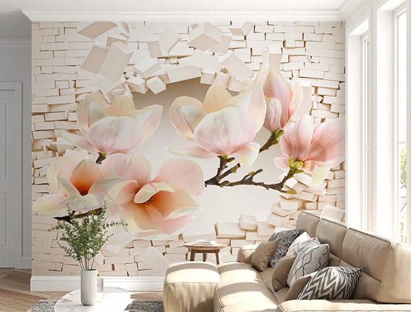 Фотошпалери Магнолія крізь стіну