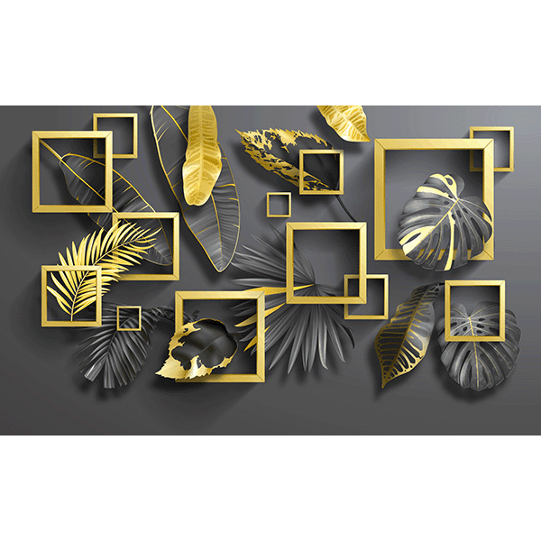 Фотошпалери 3D листя в квадратах - Зображення 4