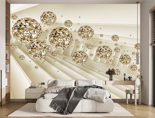 Фотошпалери 3D золоті кулі