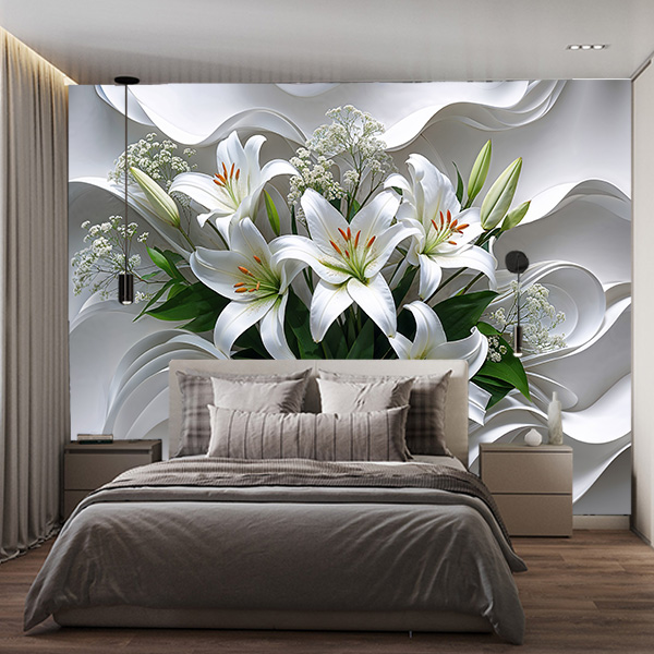 Фотошпалери Лілії в білих хвилях - Зображення 3