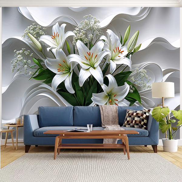 Фотошпалери Лілії в білих хвилях