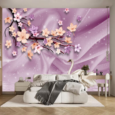 Фотошпалери Гілка дерева з магноліями над водою