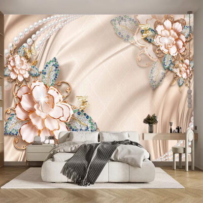 Фотошпалери Позолочені квіти та перли