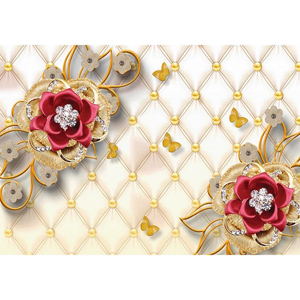 Фотошпалери Троянди 3d на тлі сітки з ромбами - Зображення 4