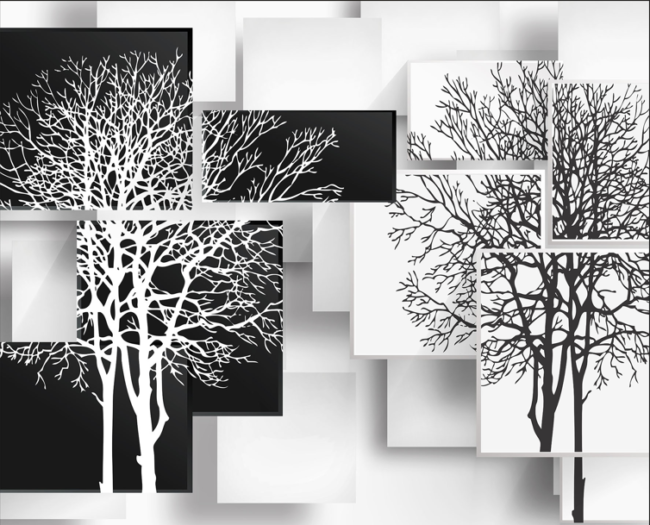 Фотошпалери Чорно-білі дерева. Ціна 1900 грн за виріб.