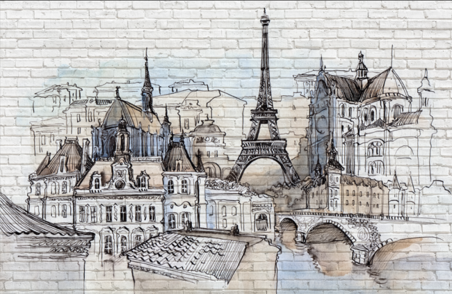 Фотошпалери Париж, малюнок на стіні. Ціна 3800 грн за виріб.